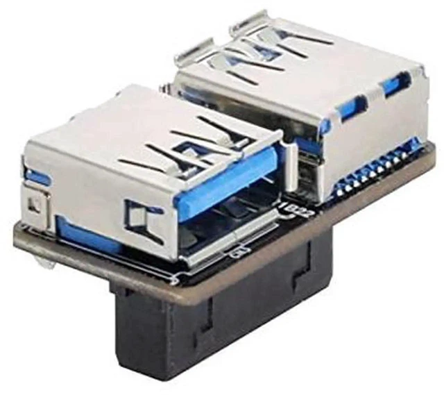 Alt view image 2 of 7 - AJMRTC Flat PCBA Adapter, Dual USB 3.0 TypeA Female to 20/19Pin Motherboard Box Header, 5Gbps Internal USB Port Expander Converter for Desktop PC Mainboard Chassis DIY Assembly