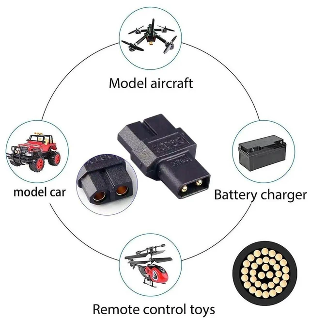 Alt view image 3 of 7 - AJMRTC XT60 Female to XT30 Male Adapter, SC100 Fast Charging Protocol Connector for RC Lipo Battery, Quadcopter Multicopter Aeromodelling DIY Power Conversion Accessory