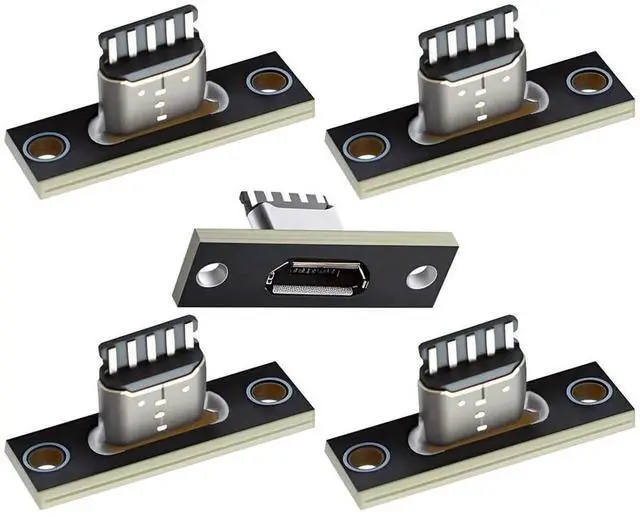 Main image of AJMRTC 5Pcs Set MicroUSB TypeB 5Pin Female Socket, USB 2.0 Pinout PanelMount Receptacle with PC Board, SolderType Jack for DIY OEM Electronic Project Device Port Repair Modification