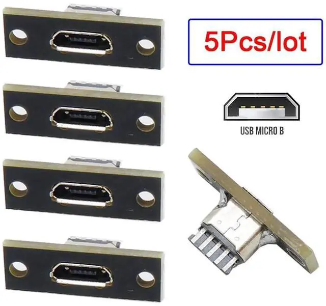 Alt view image 6 of 7 - AJMRTC 5Pcs Set MicroUSB TypeB 5Pin Female Socket, USB 2.0 Pinout PanelMount Receptacle with PC Board, SolderType Jack for DIY OEM Electronic Project Device Port Repair Modification