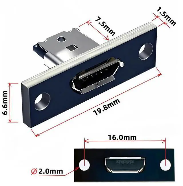 Alt view image 7 of 7 - AJMRTC 5Pcs Set MicroUSB TypeB 5Pin Female Socket, USB 2.0 Pinout PanelMount Receptacle with PC Board, SolderType Jack for DIY OEM Electronic Project Device Port Repair Modification