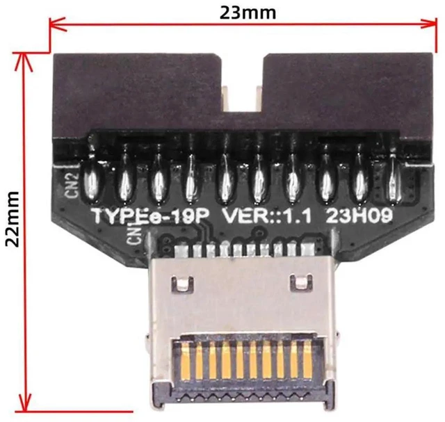 Alt view image 4 of 7 - AJMRTC 20Gbps USB3.1 TypeE IDC Socket FrontPanel Header to 20Pin USB3.0 Header Extension Adapter, Internal PCBA Converter for Desktop Motherboard Chassis USBC DIY Upgrade Modification