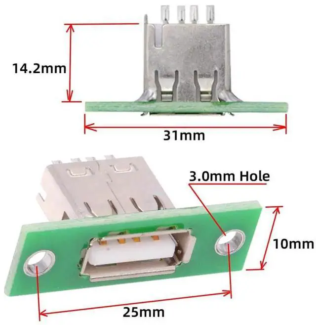 Alt view image 3 of 7 - AJMRTC 5Pcs Set Reversible USB TypeA Female Connector, PanelMount SolderType Socket Jack, DIY OEM Replacement Plug for Electronic Project, Device Repair and Custom Hardware Modification