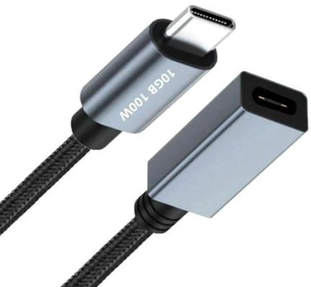 Alt view image 3 of 3 - AJMRTC 1M USBC 3.2 Gen 2 Extension Cable, 10Gbps HighSpeed Data Transfer, 100W PD Fast Charging, 4K@60Hz Video Output for Laptops, Monitors, Docking Stations and USBC Peripherals