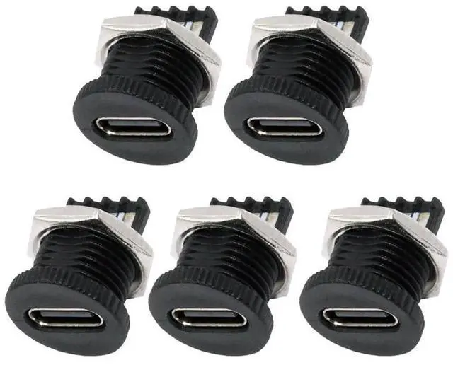 Main image of AJMRTC 5Pcs Set ScrewNut Mount TypeC Female Socket Connector with 6Pin PCBA Breakout Board, DIY OEM PD Power Receptacle DC 5V20V for Electronic Project, Power Module and Custom Hardware Modificati