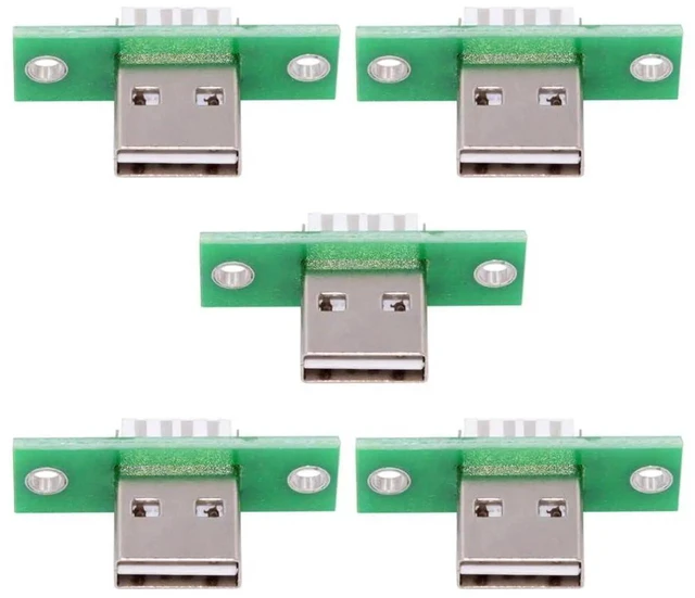 Main image of AJMRTC 5Pcs Set Reversible USB TypeA Male Plug Connector, PanelMount SolderType DIY OEM Plug for Electronic Project, Device Repair, Custom Hardware Modification and Circuit Prototyping