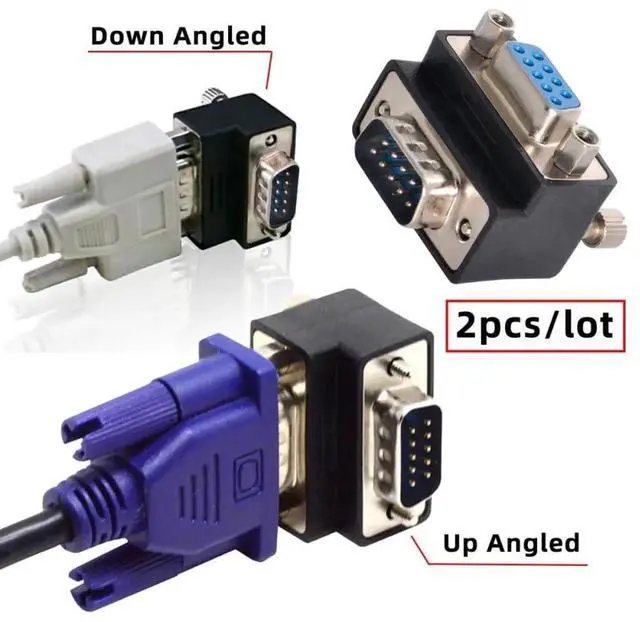 Alt view image 4 of 6 - AJMRTC 2Pcs 9Pin RS232 DSub 90° Up & Down Angled Adapter, ScrewType Male to NutLock Female Serial Port Extension for Industrial Control, POS and Hardware DIY Modification