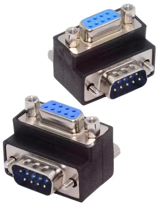 Alt view image 6 of 6 - AJMRTC 2Pcs 9Pin RS232 DSub 90° Up & Down Angled Adapter, ScrewType Male to NutLock Female Serial Port Extension for Industrial Control, POS and Hardware DIY Modification