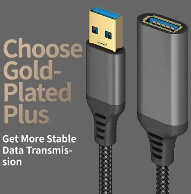 Alt view image 2 of 4 - AJMRTC 1M USB 3.0 Extension Cable, Nylon Braided USBA Male to Female HighSpeed Data Cord with GoldPlated Connector for PC, Hard Drive, Camera, Printer and USBA Peripherals