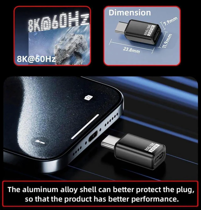 Alt view image 6 of 7 - AJMRTC USB5.0 Male to Female Extension Adapter, 80Gbps Data 240W PD Power, Supports 16K8K5K Video, Compatible with USB4.0, Thunderbolt 3 / 4 / 5 for Laptop, Docking and PC Hardware Modification