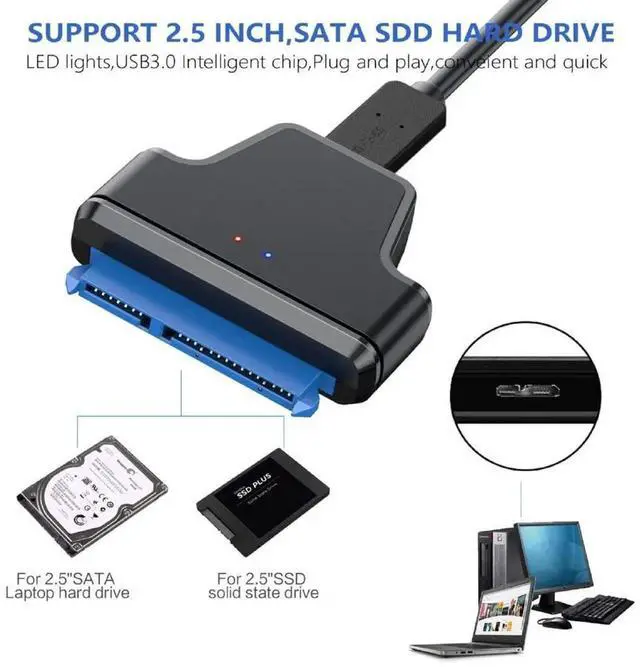 Alt view image 3 of 7 - AJMRTC 5Gbps Micro USB3.0 to SATA 22Pin 7+15 Adapter, Mass Storage Class Converter for 2.5inch SSD HDD, External Hard Drive Enclosure Replacement Board for Data Backup and File Transfer