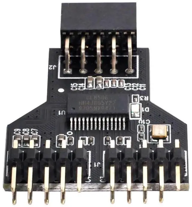Main image of AJMRTC Motherboard 9Pin USB2.0 Header 1to2 Port Multiplier Hub Adapter, Internal Female Extension Connector for Desktop PC Chassis Internal USB Expansion and Hardware DIY Modification