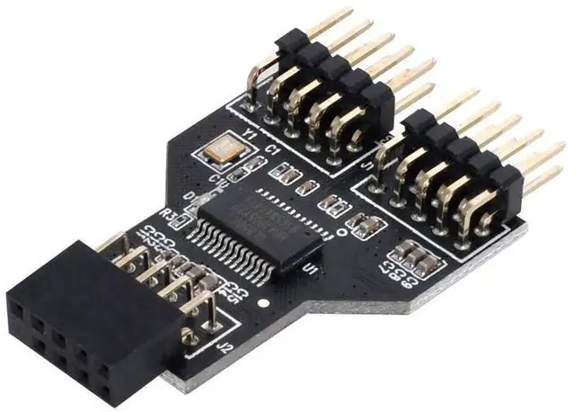 Alt view image 4 of 6 - AJMRTC Motherboard 9Pin USB2.0 Header 1to2 Port Multiplier Hub Adapter, Internal Female Extension Connector for Desktop PC Chassis Internal USB Expansion and Hardware DIY Modification