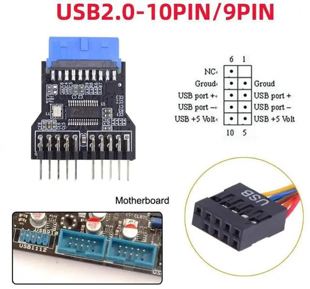 Alt view image 2 of 7 - AJMRTC Motherboard 19Pin USB3.0 Header 1to2 Hub Adapter, Port Multiplier Converts USB3.0 Header to Dual USB2.0 9Pin Female Connector for Desktop PC Internal USB Expansion and Hardware DIY Modificat
