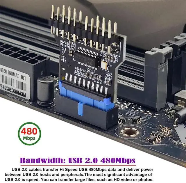 Alt view image 6 of 7 - AJMRTC Motherboard 19Pin USB3.0 Header 1to2 Hub Adapter, Port Multiplier Converts USB3.0 Header to Dual USB2.0 9Pin Female Connector for Desktop PC Internal USB Expansion and Hardware DIY Modificat