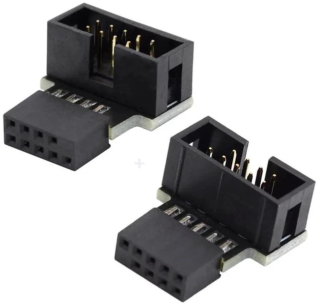 Main image of AJMRTC 1Set USB2.0 9Pin 10Pin Header Extension Adapter, 90 Degree Up & Down Angled Male to Female Internal Converter for Desktop Motherboard Chassis Wiring and PC Hardware DIY Modification