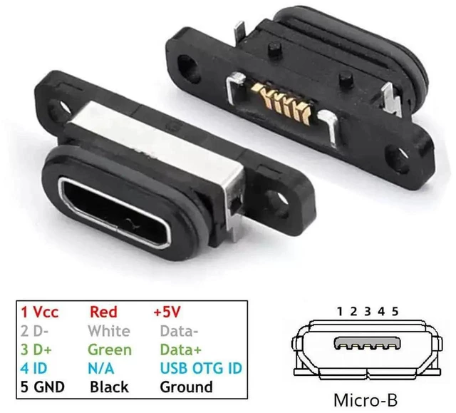 Alt view image 6 of 7 - AJMRTC 5Pcs/Set DIY OEM USB2.0 MicroB Female Receptacle Socket,Waterproof SMT Mounting Connector,480Mbps Data Transfer,Replacement Repair Part for Electronic Project DIY