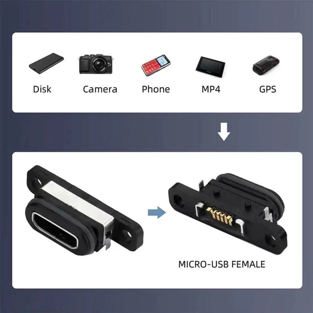 Alt view image 4 of 7 - AJMRTC 5Pcs/Set DIY OEM USB2.0 MicroB Female Receptacle Socket,Waterproof SMT Mounting Connector,480Mbps Data Transfer,Replacement Repair Part for Electronic Project DIY