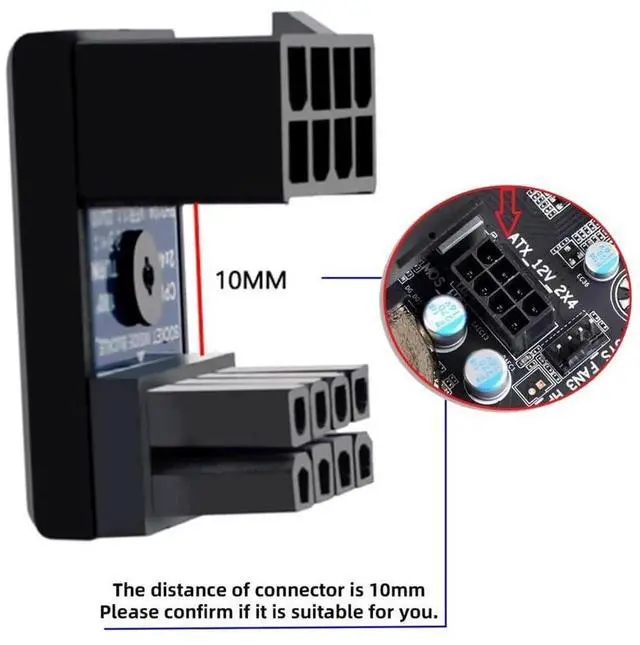 Alt view image 6 of 7 - AJMRTC 2Pcs/Lot 360 Degree UpDown Angled EPS 8P ATX Male to Female Power Header Adapter,CPU 12V Power Connector for Motherboard CPU Port PC Chassis Cable Management