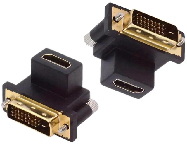 Alt view image 4 of 7 - AJMRTC 2Pcs/Set 90 Degree Up & Down Angled DVI Male to HDMI Female Adapter,4K Video Converter for Desktop Computer,Graphics Card,HDTV Monitor Display Connection