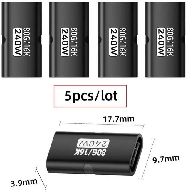 Alt view image 6 of 7 - AJMRTC 5Pcs/Lot USB5.0 Female to Female Extension Adapter,80Gbps Data,240W PD PassThrough Charging,16K 8K 5K Video,Compatible with USB4.0 Thunderbolt 3 4 5 Cable Coupler