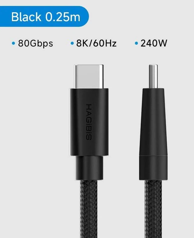Alt view image 5 of 7 - AJMRTC 0.8FT Wedge Joint Flexible USB4 TypeC Cable,80Gbps Data Transfer,240W Fast Charging,8K@60Hz Video Cord,Compatible with Thunderbolt 5 4 3,for iPhone 17 16 15 Pro Max,MacBook Pro Air