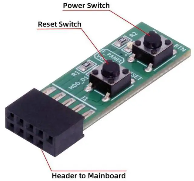 Alt view image 6 of 6 - AJMRTC Mainboard 9Pin Reset Power Jumper Starter Board,Computer Power Switching Adapter Board with Button,Manual Power Reset Control for PC Maintenance and Debugging Tasks