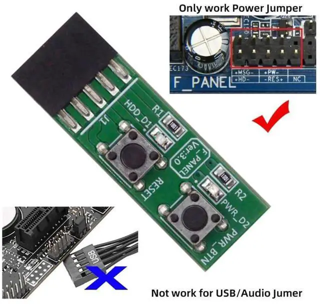 Alt view image 3 of 6 - AJMRTC Mainboard 9Pin Reset Power Jumper Starter Board,Computer Power Switching Adapter Board with Button,Manual Power Reset Control for PC Maintenance and Debugging Tasks