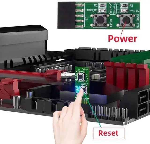 Alt view image 4 of 6 - AJMRTC Mainboard 9Pin Reset Power Jumper Starter Board,Computer Power Switching Adapter Board with Button,Manual Power Reset Control for PC Maintenance and Debugging Tasks