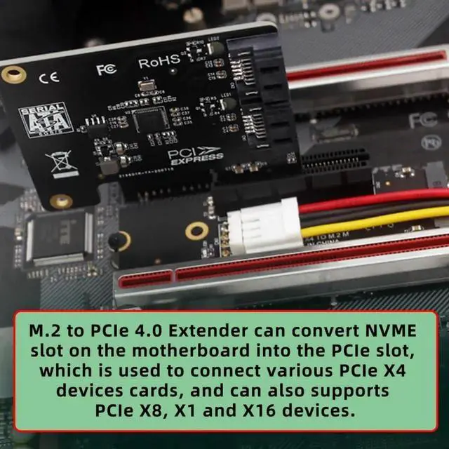 Alt view image 3 of 7 - AJMRTC PCIE 4.0 NVMe MKey M.2 NGFF Riser Adapter,Convert M.2 2260 2280 SSD to PCIE X1/X4/X8/X16 Slot,for Motherboard PCIExpress Storage Expansion