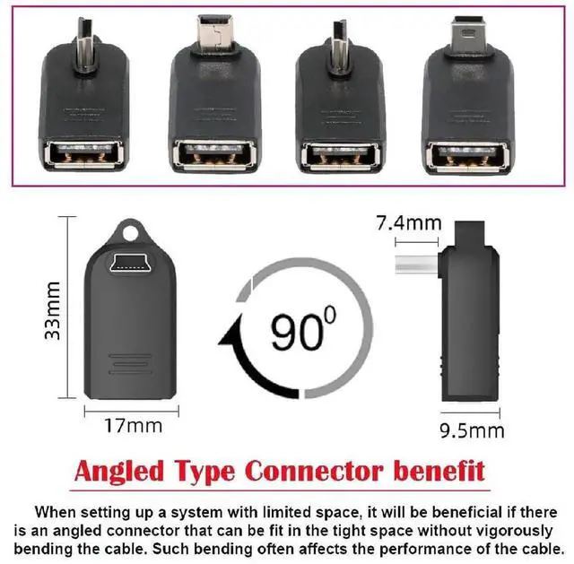 Alt view image 3 of 7 - AJMRTC 4Pcs 90 Degree Angled Micro USB Male to USB2.0 Female OTG Adapter,OnTheGo Connector for Keyboard,Mouse,Game Controller,Flash Drive and USB Splitter