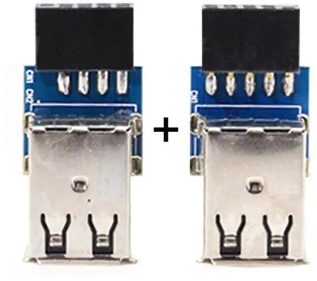 Alt view image 2 of 5 - AJMRTC 2Pcs Vertical Type Motherboard 9Pin/10Pin Female Header to Dual USB2.0 Female Adapter,Internal Mainboard FrontPanel Header Expansion Connector for PC Desktop Chassis