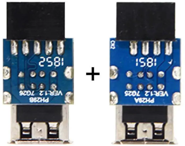 Alt view image 4 of 5 - AJMRTC 2Pcs Vertical Type Motherboard 9Pin/10Pin Female Header to Dual USB2.0 Female Adapter,Internal Mainboard FrontPanel Header Expansion Connector for PC Desktop Chassis