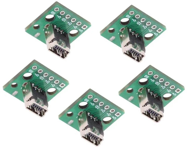 Main image of AJMRTC 5Pcs/Set DIY OEM USB2.0 MiniB Female Receptacle Socket,Vertical SolderType PCB Mount Connector,480Mbps Data Rate for PCB Repair,Custom Electronic Assembly Projects