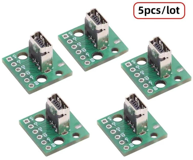 Alt view image 7 of 7 - AJMRTC 5Pcs/Set DIY OEM USB2.0 MiniB Female Receptacle Socket,Vertical SolderType PCB Mount Connector,480Mbps Data Rate for PCB Repair,Custom Electronic Assembly Projects
