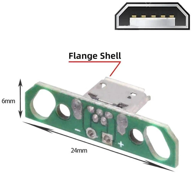 Alt view image 3 of 6 - AJMRTC 5Pcs/Set DIY OEM Micro USB2.0 Female Receptacle Socket,Flange PCB Mount SolderType Connector,for PCB Circuit Assembly,Device Port Replacement and Electronic Repair Projects