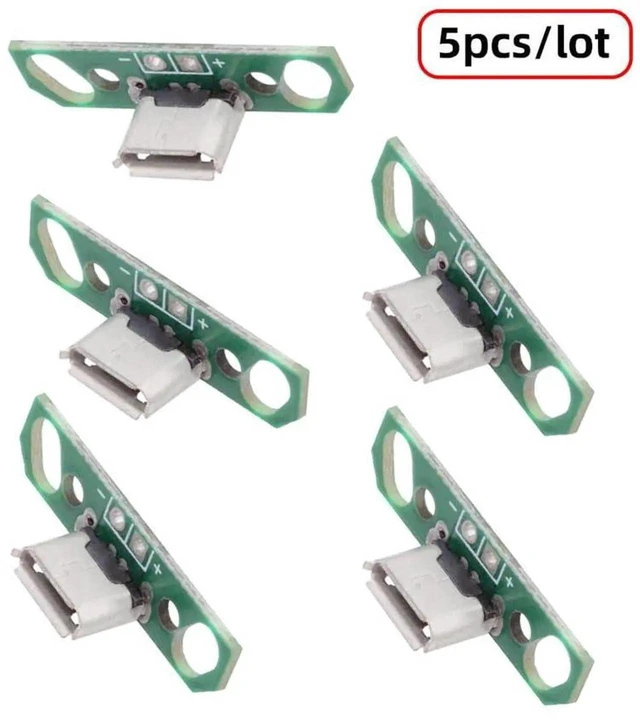 Alt view image 5 of 6 - AJMRTC 5Pcs/Set DIY OEM Micro USB2.0 Female Receptacle Socket,Flange PCB Mount SolderType Connector,for PCB Circuit Assembly,Device Port Replacement and Electronic Repair Projects