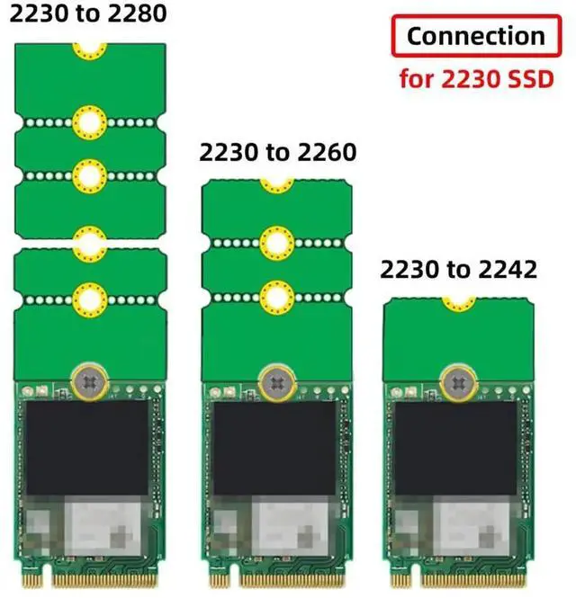 Alt view image 7 of 7 - AJMRTC 2Pcs/Lot NGFF M.2 NVMe MKey SSD Extension Adapter Board,Convert 2230 2242 2260 SSD to 2280 LongSize Form Factor for Motherboard M.2 Slot Installation