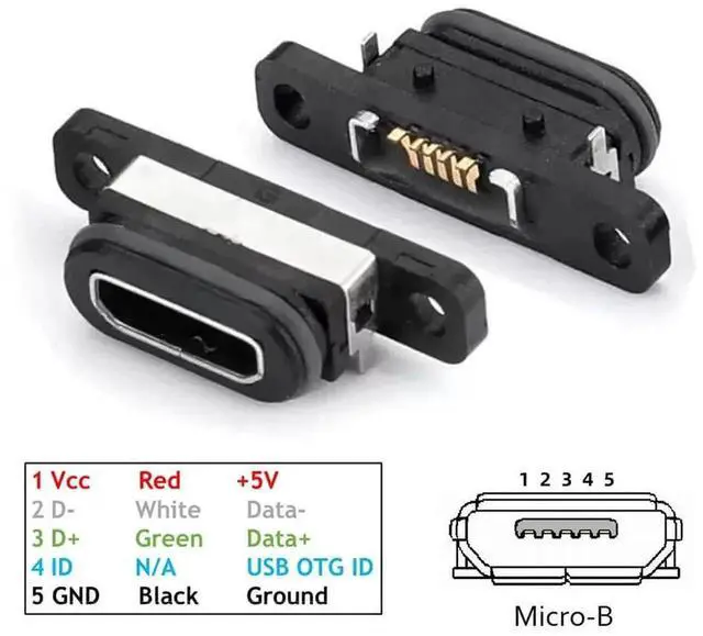 Alt view image 6 of 7 - AJMRTC 5Pcs/Set DIY OEM USB2.0 MicroB Female Receptacle Socket,SMT SurfaceMount Waterproof Connector,480Mbps Data Rate for PCB Assembly,Outdoor Electronic Device Port Replacement