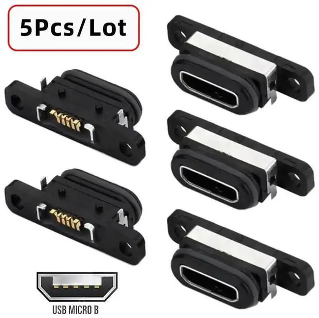 Alt view image 3 of 7 - AJMRTC 5Pcs/Set DIY OEM USB2.0 MicroB Female Receptacle Socket,SMT SurfaceMount Waterproof Connector,480Mbps Data Rate for PCB Assembly,Outdoor Electronic Device Port Replacement