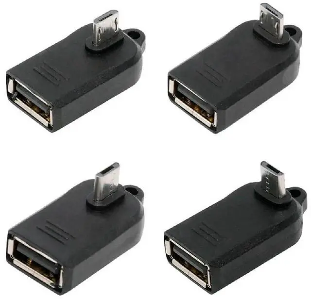 Main image of AJMRTC 4Pcs 90 Degree Angled Mini USB Male to USB2.0 Female OTG Adapter,OnTheGo Connector for Keyboard,Mouse,Game Controller,Flash Drive and USB Splitter