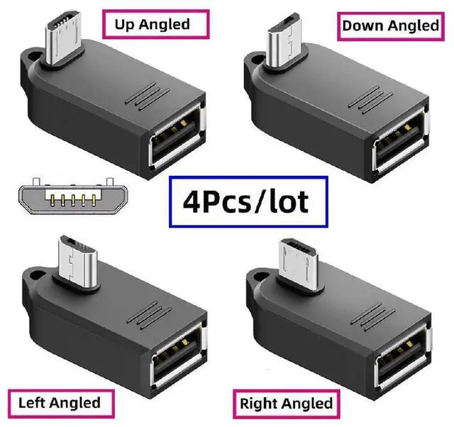 Alt view image 6 of 7 - AJMRTC 4Pcs 90 Degree Angled Mini USB Male to USB2.0 Female OTG Adapter,OnTheGo Connector for Keyboard,Mouse,Game Controller,Flash Drive and USB Splitter