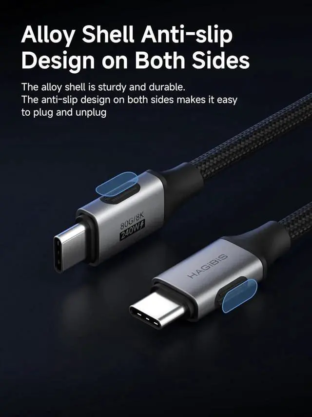 Alt view image 2 of 7 - AJMRTC 0.8FT Flexible Slim USB4 TypeC Cable,80Gbps Data Transfer,240W Fast Charging,8K@60Hz Video Cord,Compatible with Thunderbolt 5 4 3,for iPhone 17 16 15 Pro Max,MacBook Pro Air