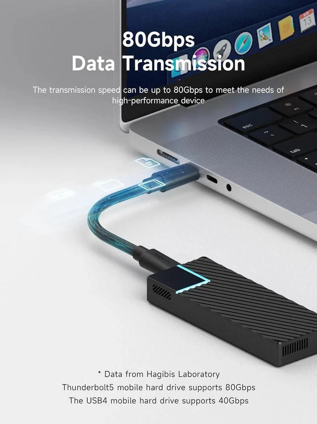 Alt view image 3 of 7 - AJMRTC VerticalPlug Short USB4 V2.0 TypeC to USBC Cable,80Gbps,240W PD3.1,8K@60Hz Video,Compatible with Thunderbolt 3/4/5,for Mac mini M4,Mac Studio Desktop Connection