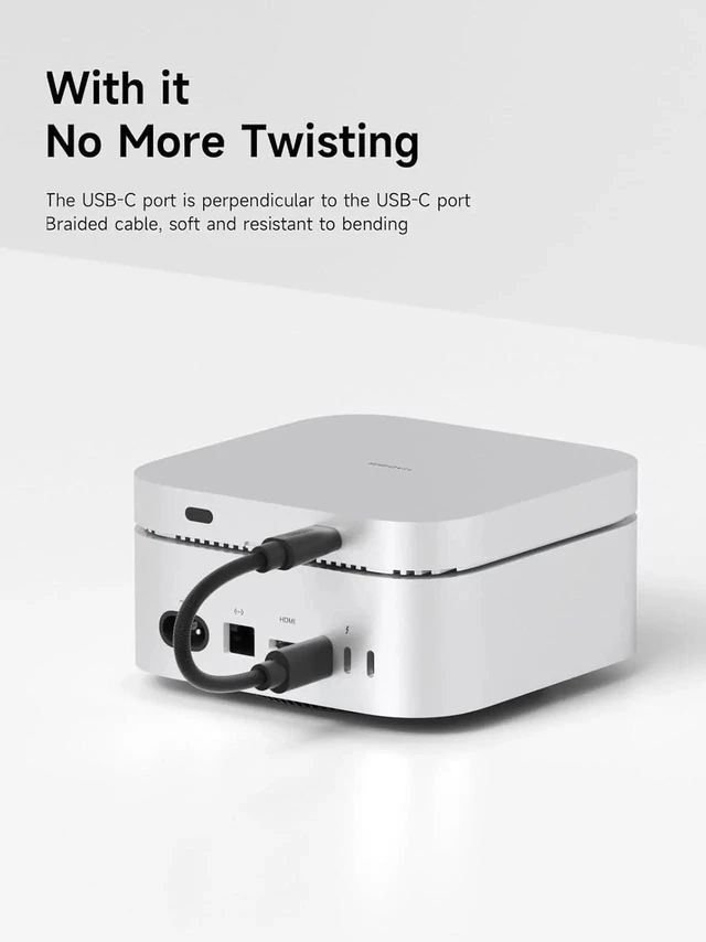 Alt view image 7 of 7 - AJMRTC VerticalPlug Short USB4 V2.0 TypeC to USBC Cable,80Gbps,240W PD3.1,8K@60Hz Video,Compatible with Thunderbolt 3/4/5,for Mac mini M4,Mac Studio Desktop Connection