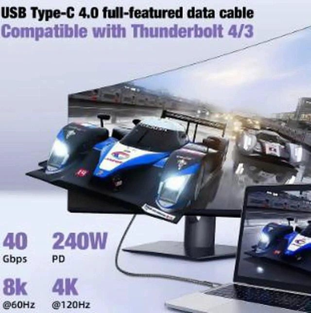 Alt view image 4 of 5 - AJMRTC 1M USB4 TypeC to TypeC Cable,240W PD Fast Charging Cord,40Gbps HighSpeed Data Transfer,8K@60Hz Video Output,Compatible with Thunderbolt 3 and Thunderbolt 4 for Laptops Docking Stations