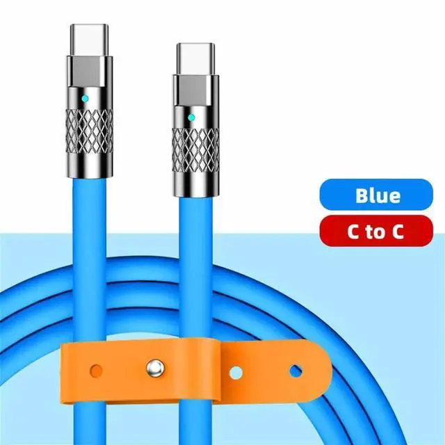 Alt view image 2 of 7 - AJMRTC USBC to USBC Liquid Silicone Cable 1M Blue,Ultra Soft 120W PD Fast Charging Cord,USB2.0 480Mbps Data Sync for Laptops,Tablets,iPhone15 Series,Samsung Galaxy,USBC Smartphones