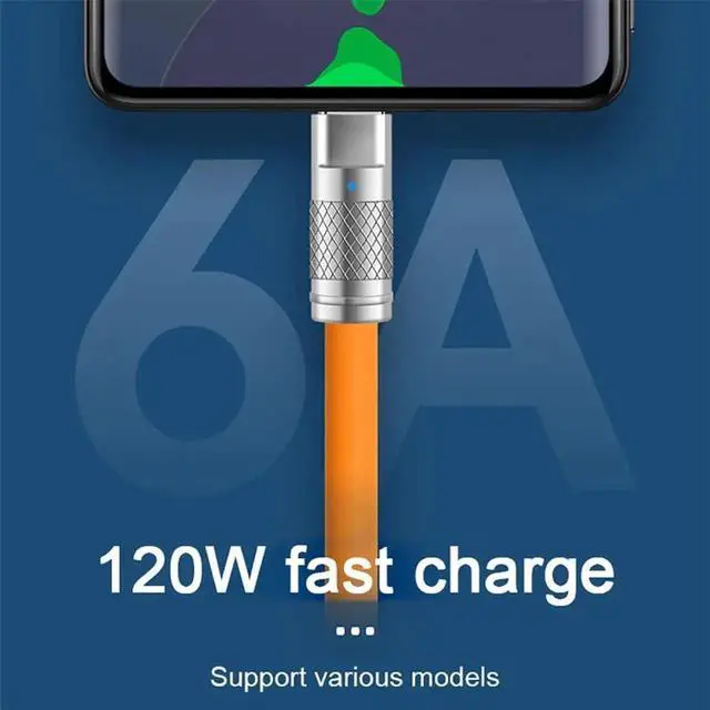 Alt view image 2 of 7 - AJMRTC USBC to USBC Liquid Silicone Cable 1M Orange,Ultra Soft 120W PD Fast Charging Cord,USB2.0 480Mbps Data Sync for Laptops,Tablets,iPhone15,Samsung Galaxy,USBC Smartphones
