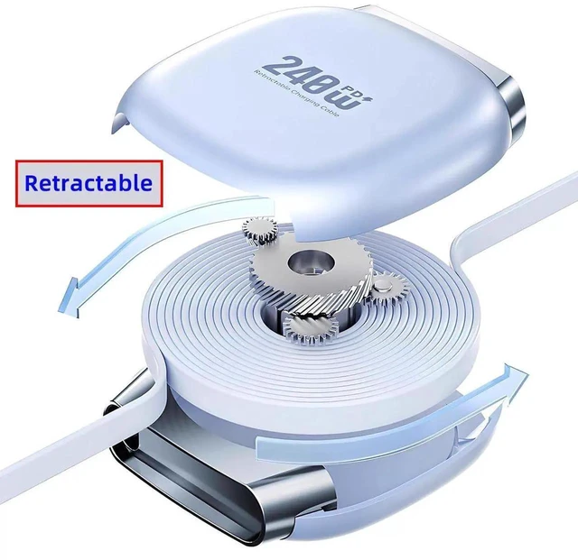 Alt view image 7 of 7 - AJMRTC Retractable Coiled USBC to USBC Cable Yellow,140W PD Fast Charging Stretch TypeC Male to Male Cord,USB2.0 480Mbps Data Sync for Laptops,Tablets,iPhone15 Series,Android USBC Smartphones