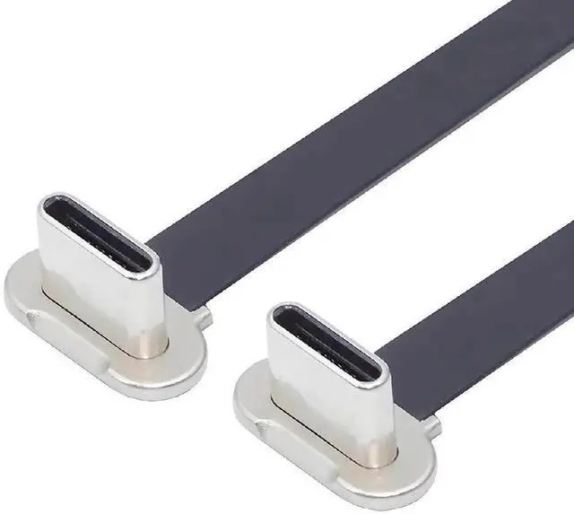 Main image of AJMRTC 20cm(7.87 Inch) Angled Short USBC to USBC Cable Black,Ultra Slim Flat USB2.0 480Mbps Data 65W PD Fast Charging Cord for Laptops,Tablets,Android USBC Smartphones